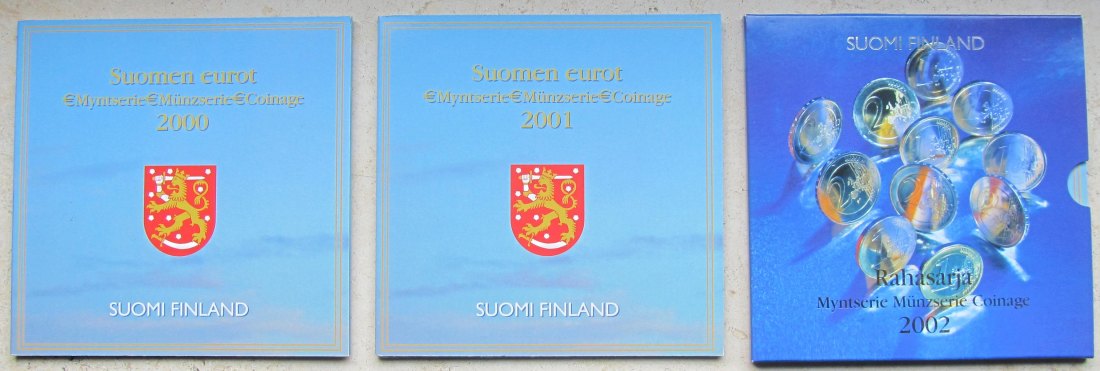  Finnland: Kursmünzensätze 2000 + 2001 + 2002   