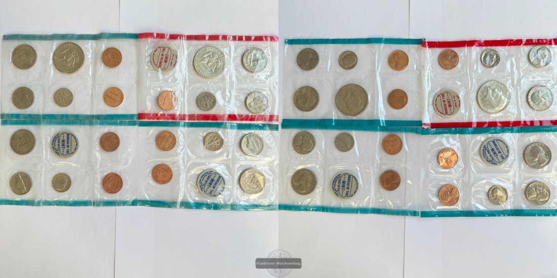  USA Lot mit 7 Münzsets 1969/69/70/71/72/73/76 FM-Frankfurt Feinsilber: 4,6g   