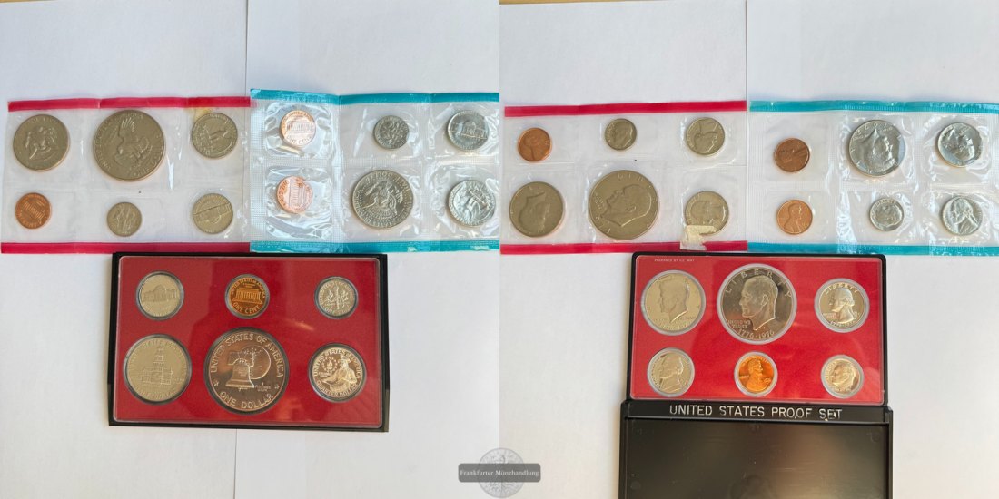  USA Lot mit 7 Münzsets 1969/69/70/71/72/73/76 FM-Frankfurt Feinsilber: 4,6g   