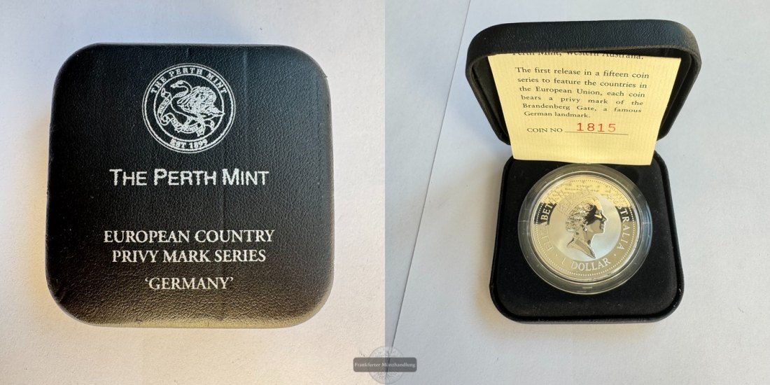  Australien 1 Dollar Kookaburra 1996 Brandenburg Gate privy mark FM-Frankfurt Feinsilber: 31,1g   
