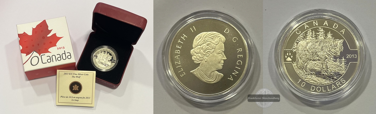  Kanada 10 Dollar 2013 O Canada Wolf KM#1455 FM-Frankfurt Feinsilber: 15,78g   