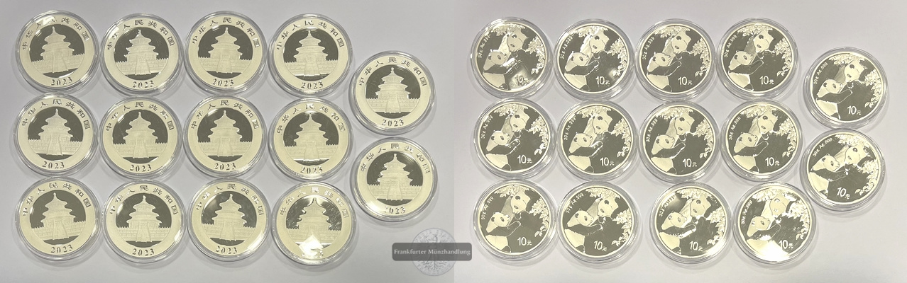  China 14 x 10 Yuan 2023 LOT Panda KM#2750 FM-Frankfurt Feinsilber: 420 g   