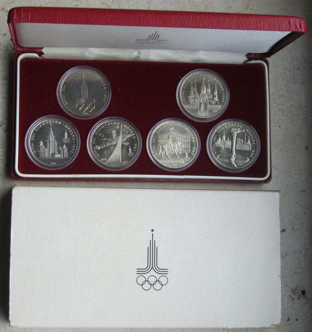  Sowjetunion/Russland: 6 x 1 Rubel Olympia 1980   