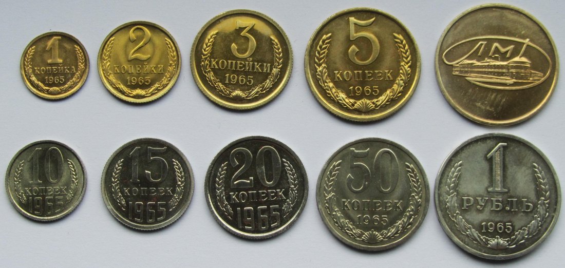  Sowjetunion/Russland: Kursmünzensatz 1965, lose   