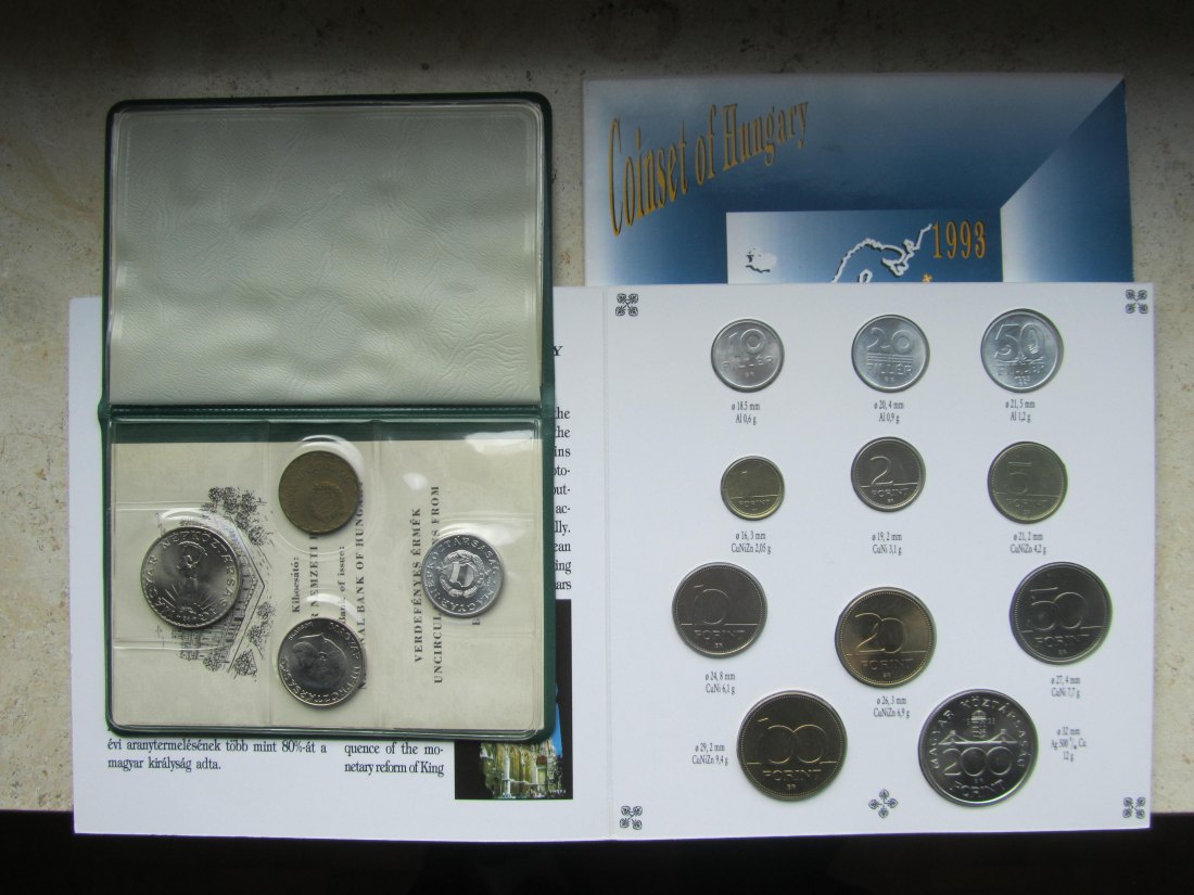  Ungarn: Kursmünzensätze 1977 + 1993   