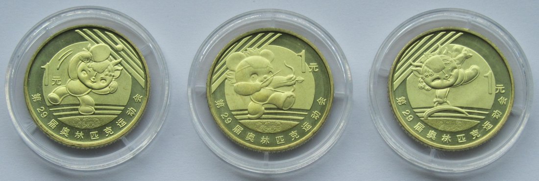  China: 3 x 1 Yuan Peking 2008   