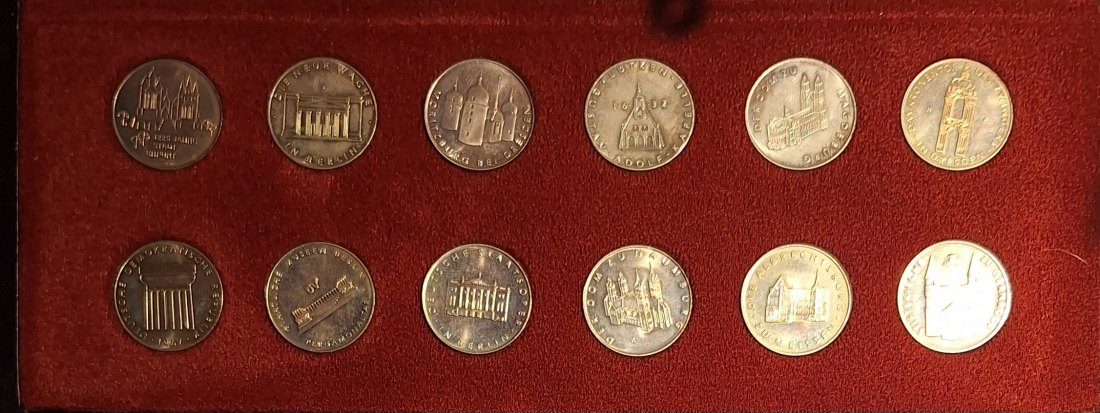  DDR, 12 Medaillen in Box, 1967 Sehenswürdigkeiten   
