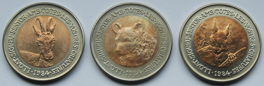 Andorra: 3 x 2 Diners Tiere 1984   
