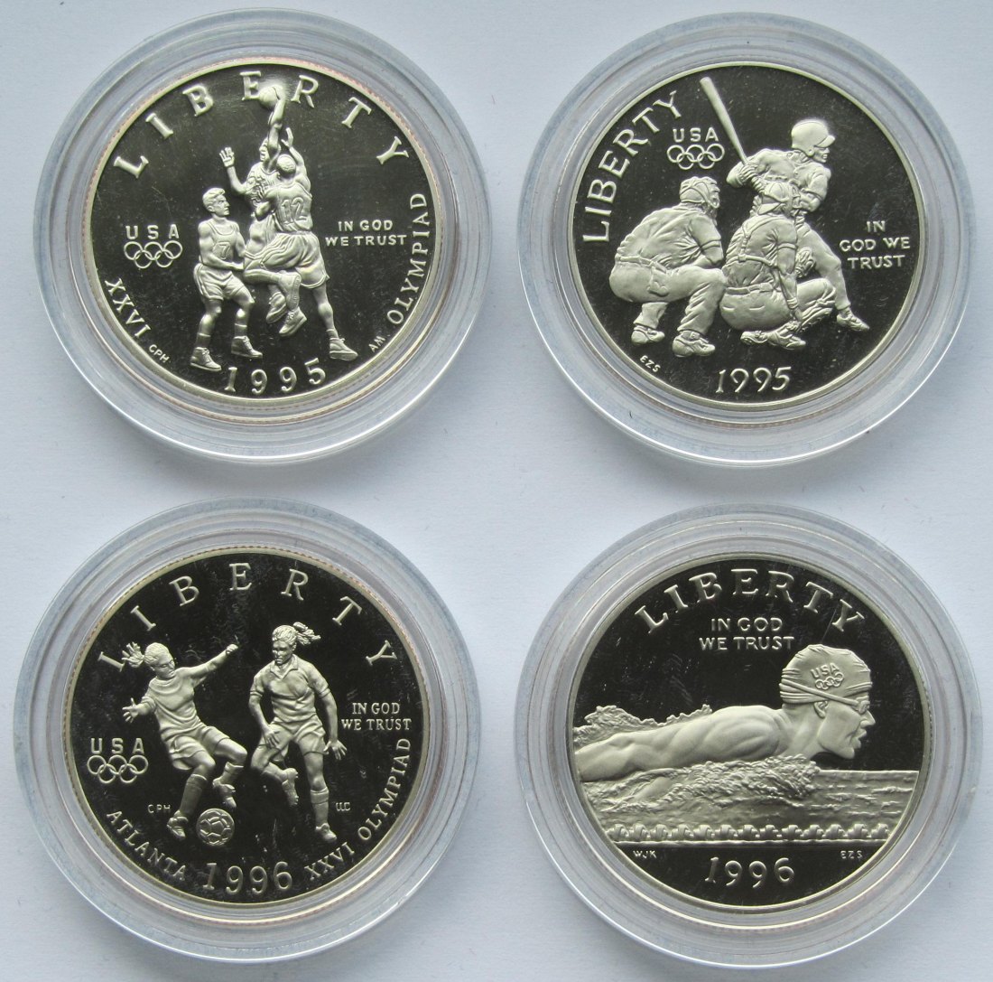  USA Vereinigte Staaten: Vier verschiedene Halbdollars Olympia 1996   