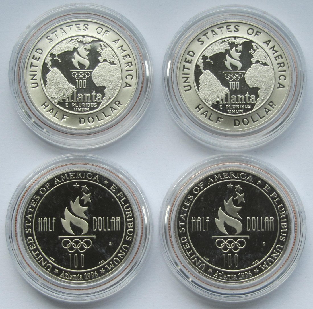  USA Vereinigte Staaten: Vier verschiedene Halbdollars Olympia 1996   