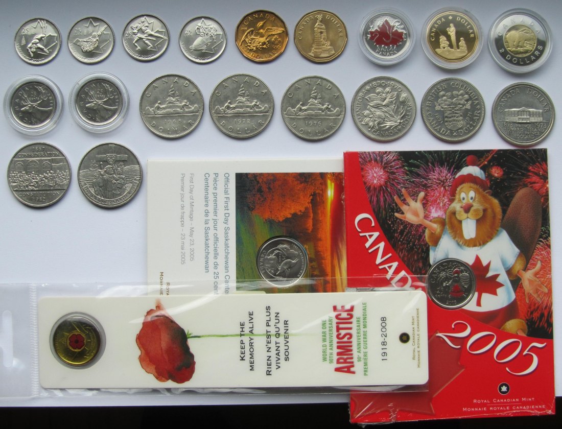  Kanada: Lot aus 22 Kupfer-Nickel-Münzen   
