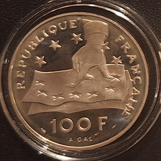  Frankreich,100 Francs, 1991 Umlauf- und Gedenkmünze 22,2 g 900er Silber 19,98g fein gekapselt   