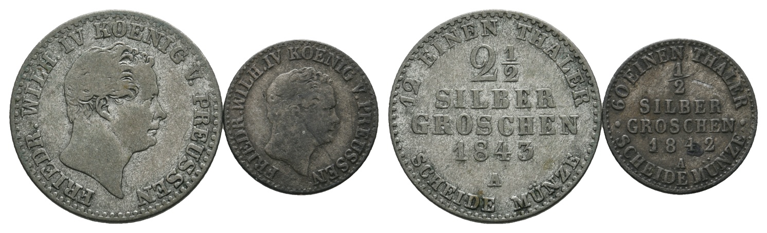  Altdeutschland; Preußen; 2 Kleinmünzen 1843/ 1842   