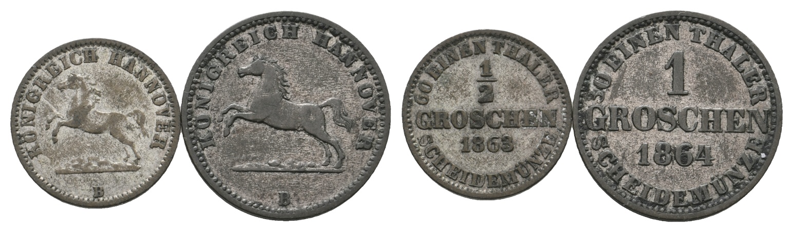  Altdeutschland; Hannover; 2 Kleinmünzen 1868 / 1864   