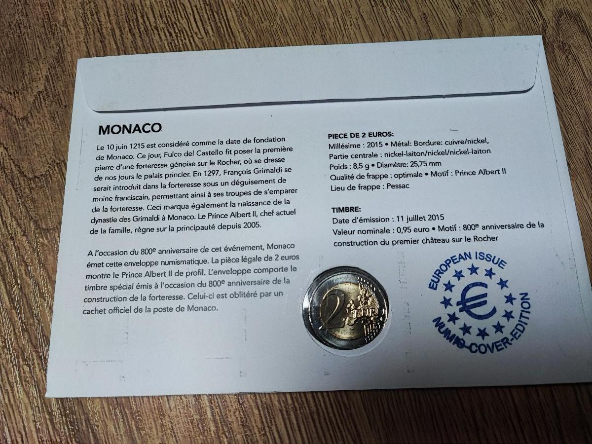  MONACO 2 EURO 2015 FORTERESSE SUR LE ROCHER NUMISBRIEF   