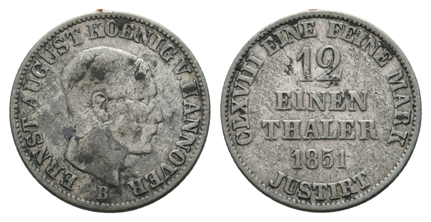  Altdeutschland; Hannover; Kleinmünze 1851   