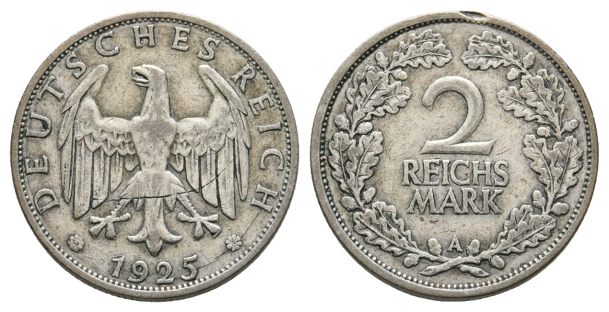  Deutsches Reich; Weimarer Republik; 2 Reichsmark 1925   