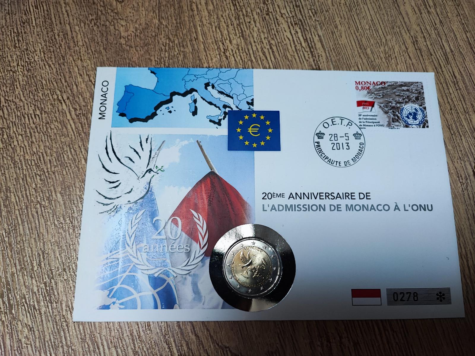  MONACO 2 EURO 2013 ONU- NUMISBRIEF   