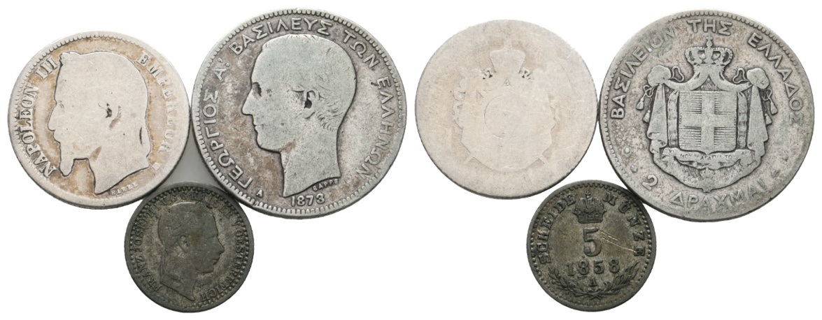  Lot Kleinmünzen ( 3 Stück); Frankreich; Griechenland; Altdeutschland   