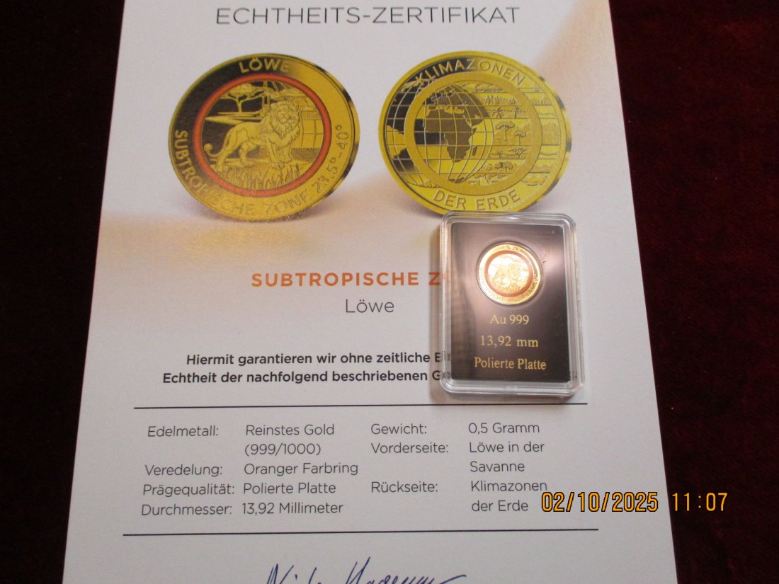  Anlagegold 999er Gold 0,5 Gramm Löwe   