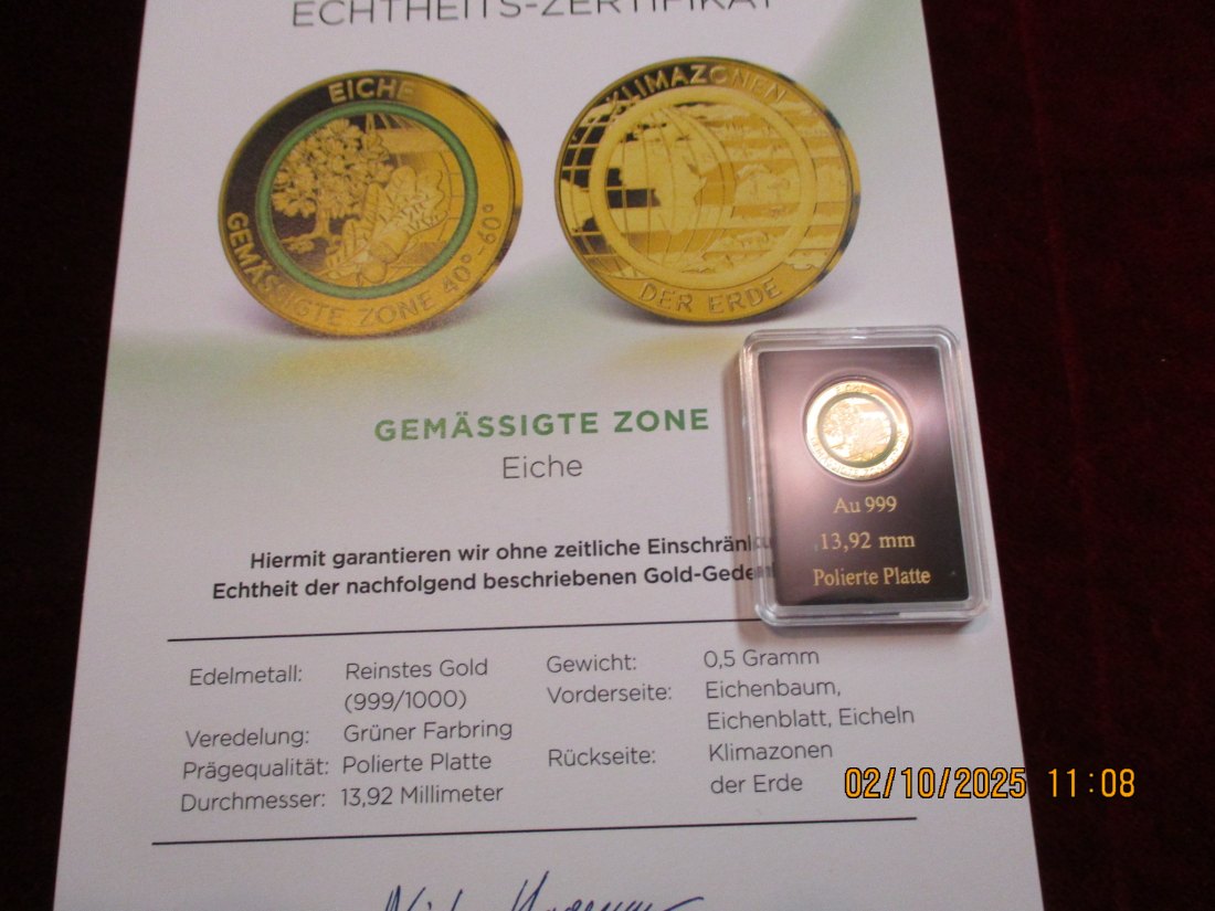  Anlagegold 999er Gold 0,5 Gramm Eiche   
