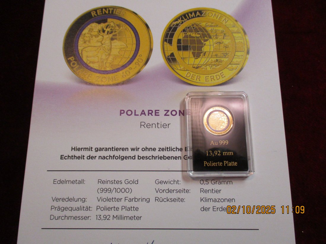  Anlagegold 999er Gold 0,5 Gramm Rentier   