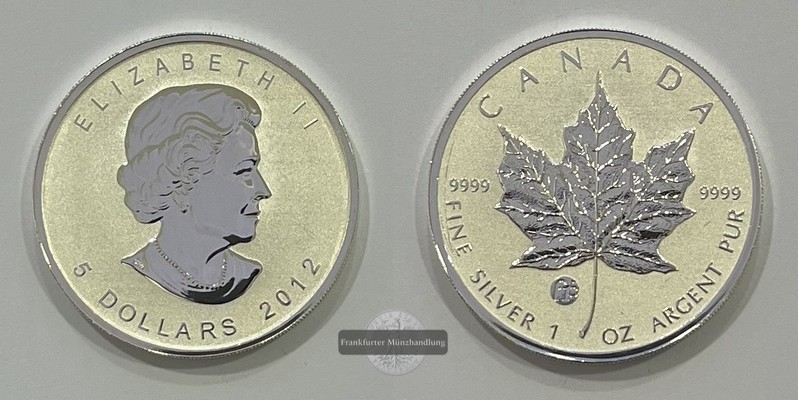  Kanada 5 Dollar 2012  Maple Leaf Privy F15 FM-Frankfurt Feinsilber: 31,06g   