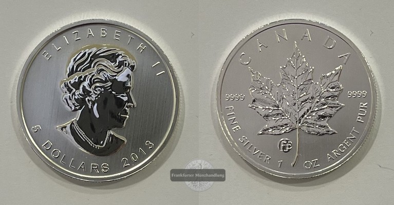  Kanada 5 Dollar 2013  Maple Leaf Privy F15 FM-Frankfurt Feinsilber: 31,06g   
