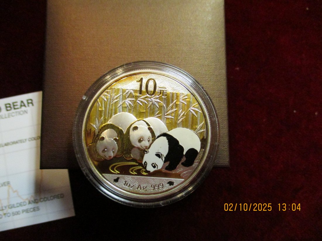  10 Yuan Panda 2013 Bull & Bear 999er Silber 1 Oz   