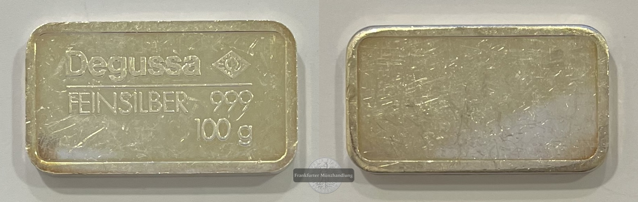  Deutschland Silberbarren 100g Degussa FM-Frankfurt Feingewicht: 100g   