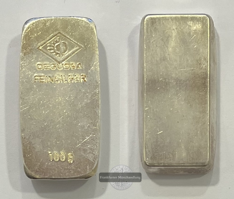  Deutschland Silberbarren 100g Degussa FM-Frankfurt Feinsilber: 99g   