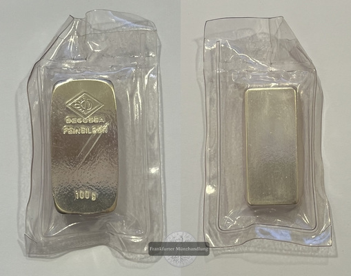  Deutschland Silberbarren 100g Degussa FM-Frankfurt Feinsilber: 99,9g   