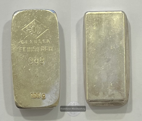  Deutschland Silberbarren 100g Degussa FM-Frankfurt Feinsilber: 99,9g   