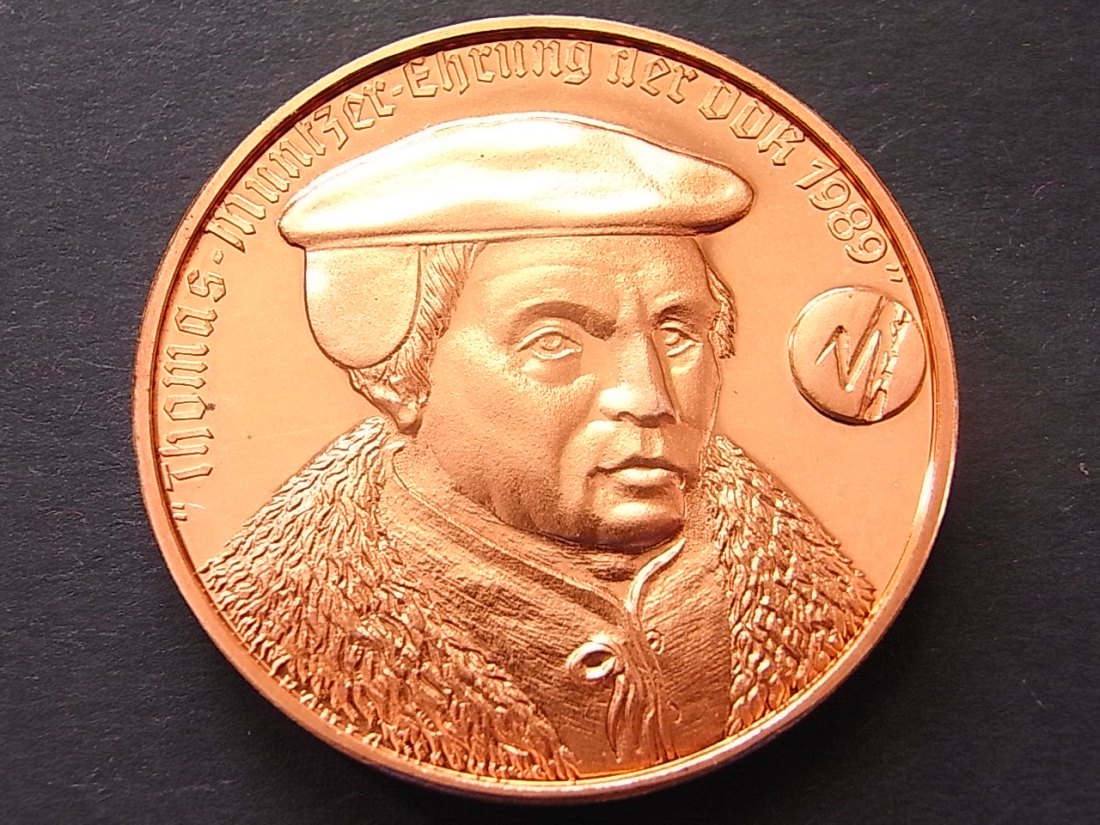  Medaille Thomas Müntzer Ehrung Bauernkrieg 1989 40mm Proof   