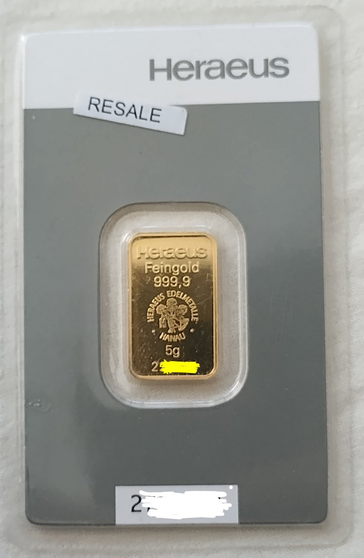  5 Gramm Goldbarren Argor-Heraeus OVP   