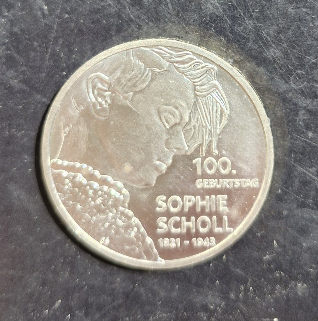  Gedenkmünze 20€ Sophie Scholl 100. Geburtstag 2021   