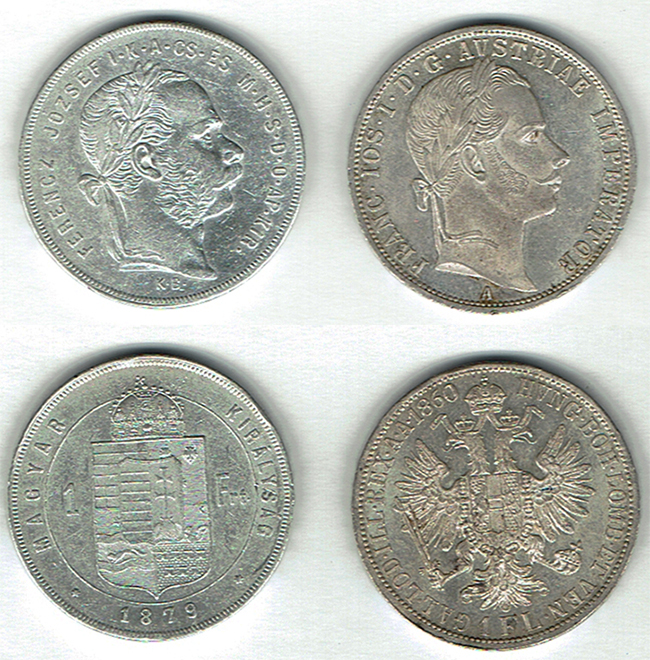  SZAIVERT KAISERREICH ÖSTERREICH FRANZ JOSEPH GULDEN 1860 A 1879 KB UNGARN   