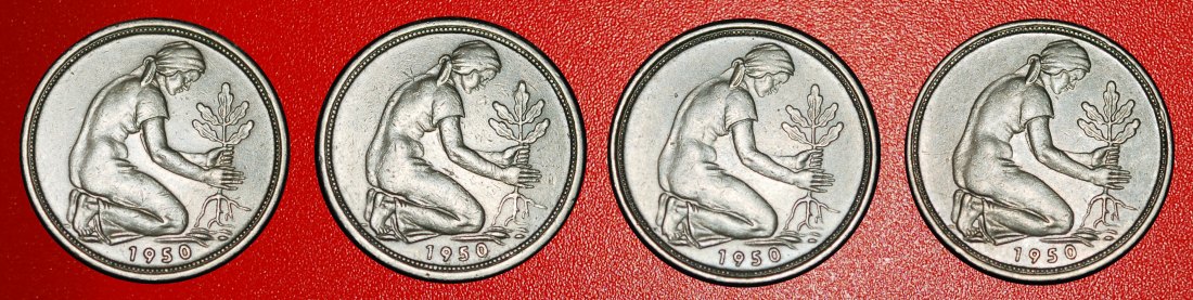  Ⰶ NOT COMMUNIST TYPE (1949-2001): GERMANY★50 PFENNIGS 1950 4 DISCOVERY COINS★LOW START ★ NO RESERVE!   