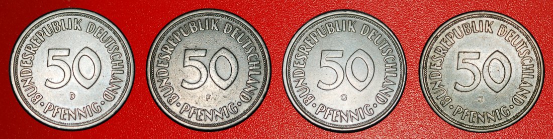  Ⰶ NOT COMMUNIST TYPE (1949-2001): GERMANY★50 PFENNIGS 1950 4 DISCOVERY COINS★LOW START ★ NO RESERVE!   