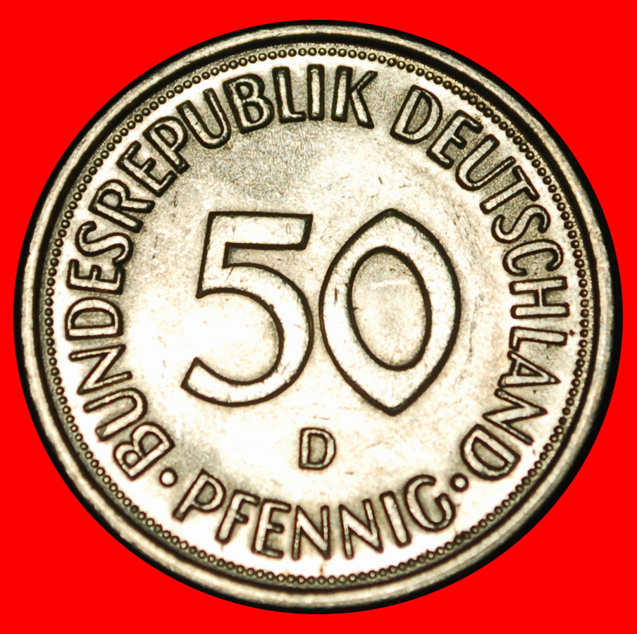  Ⰶ NOT COMMUNIST (1949-2001): GERMANY★50 PFENNIGS 1976D DISCOVERY! BAVARIA!★LOW START ★ NO RESERVE!   