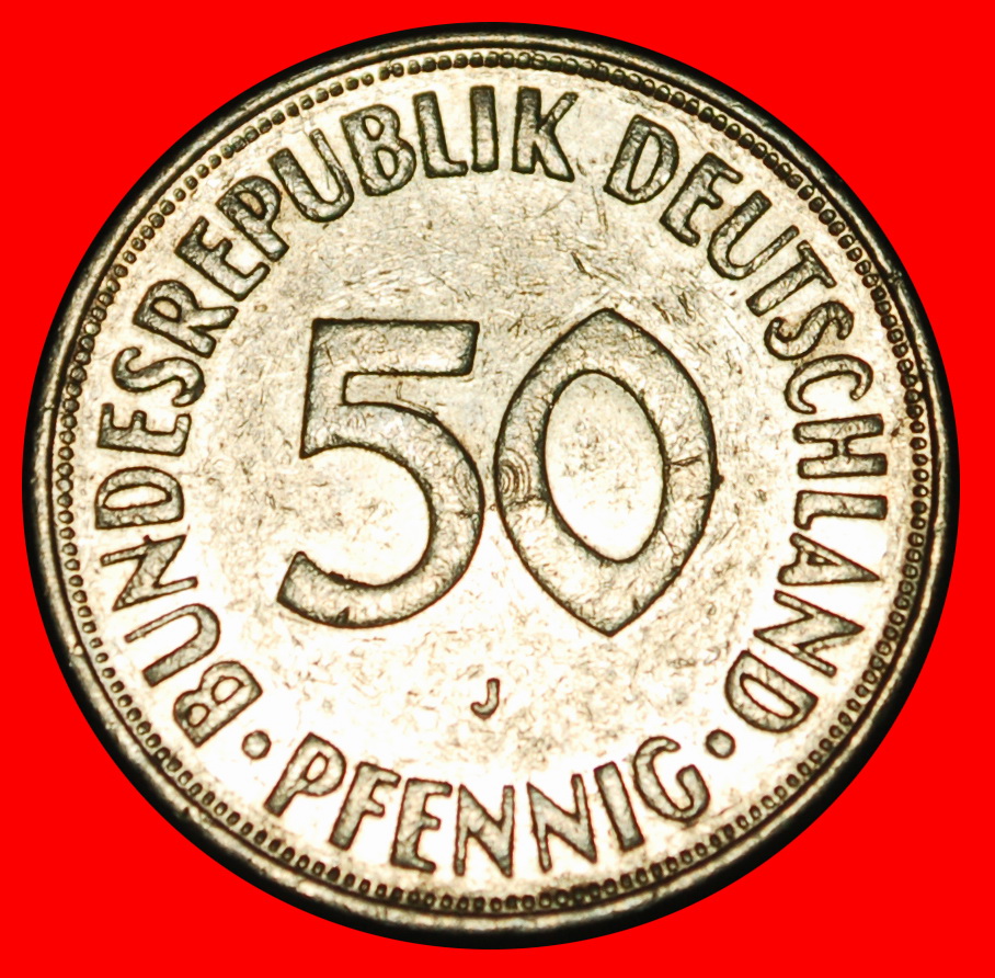  Ⰶ NOT COMMUNIST (1949-2001): GERMANY★50 PFENNIGS 1974J DISCOVERY! HAMBURG!★LOW START ★ NO RESERVE!   