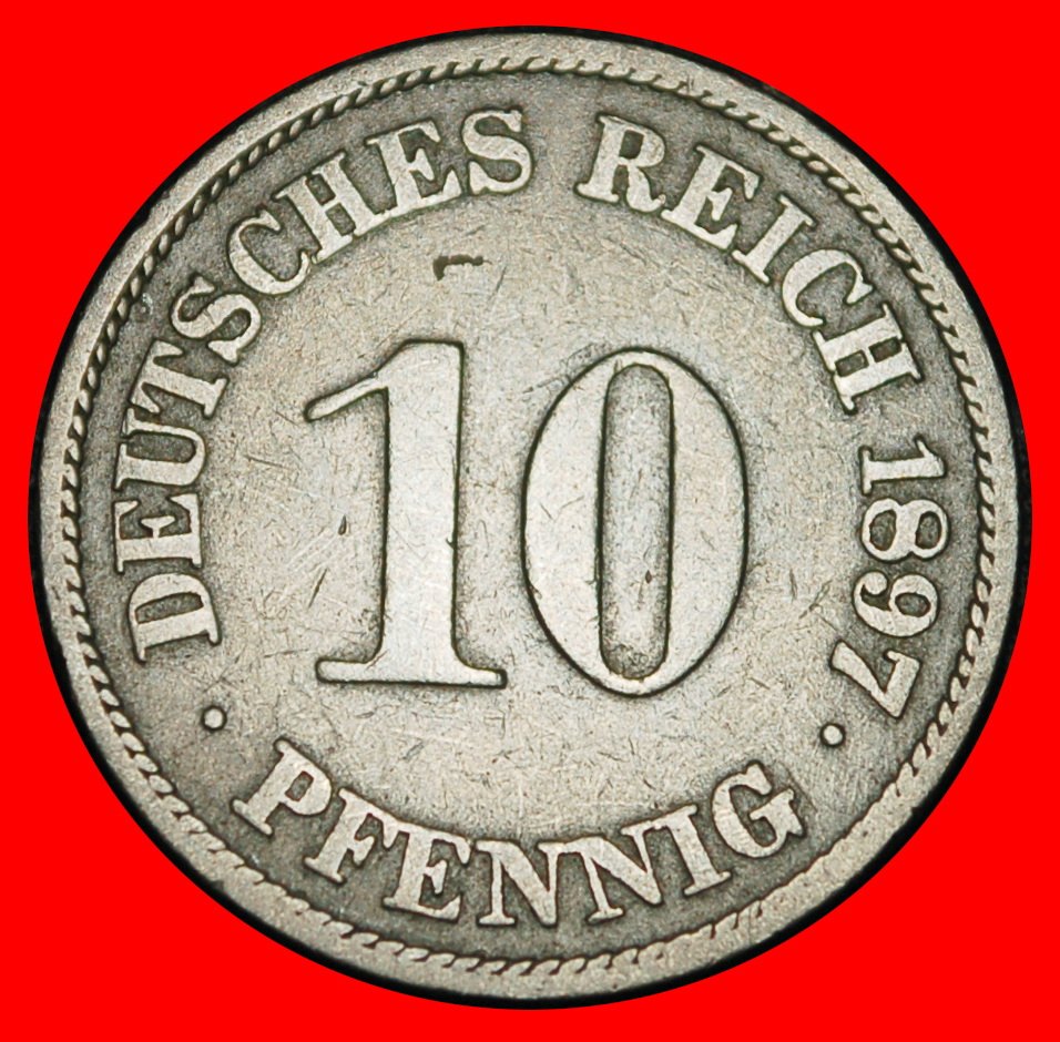  Ⰶ EAGLE (1890-1916): GERMANY★10 PFENNIGS 1897A PRUSSIA! WILLIAM II 1888-1918★LOW START ★ NO RESERVE!   