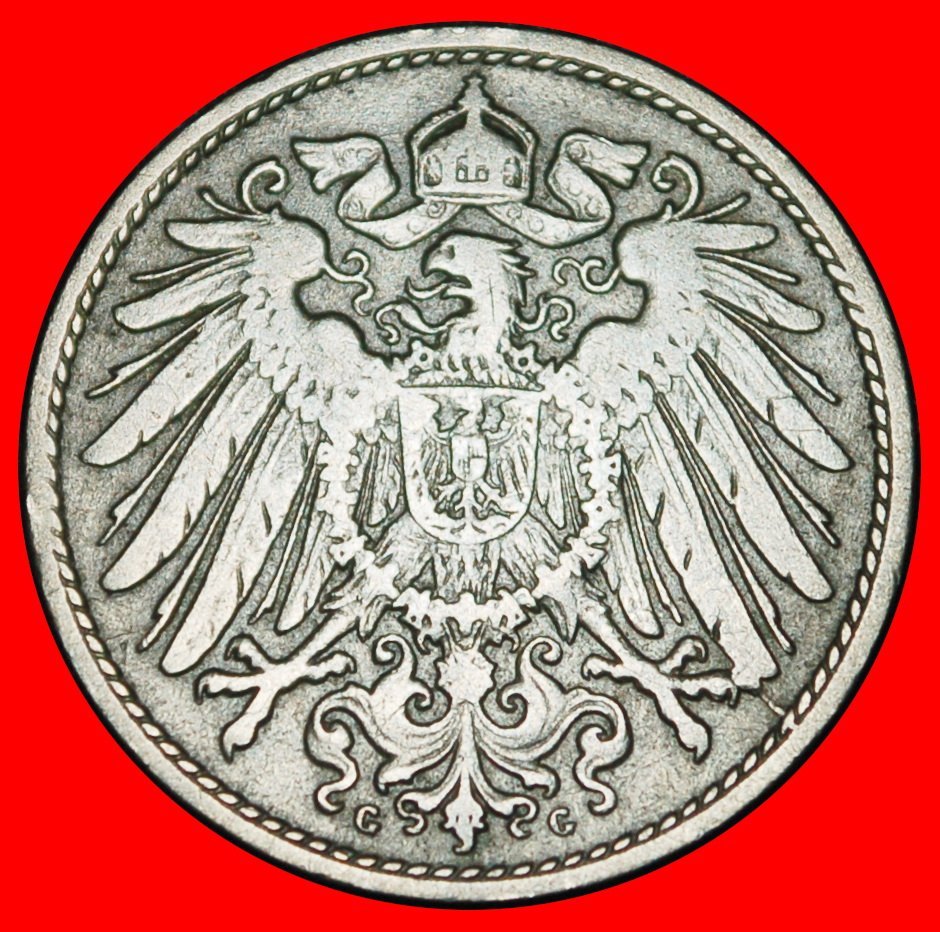  Ⰶ EAGLE (1890-1916): GERMANY★10 PFENNIGS 1897G BADEN! WILLIAM II 1888-1918★LOW START ★ NO RESERVE!   