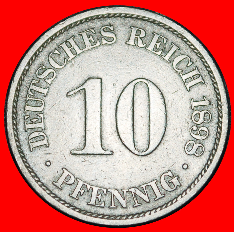  Ⰶ EAGLE (1890-1916): GERMANY★10 PFENNIGS 1898A PRUSSIA! WILLIAM II 1888-1918★LOW START ★ NO RESERVE!   