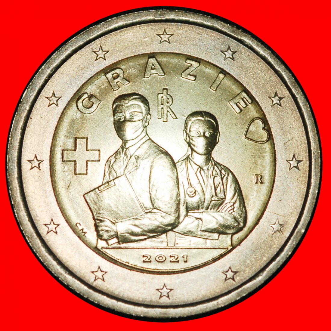  Ⰶ ROTES KREUZ: ITALIEN ★ 2 EURO 2021R! NICHT-PHALLISCHE TYP I r1! STG STEMPELGLANZ!★OHNE VORBEHALT!   