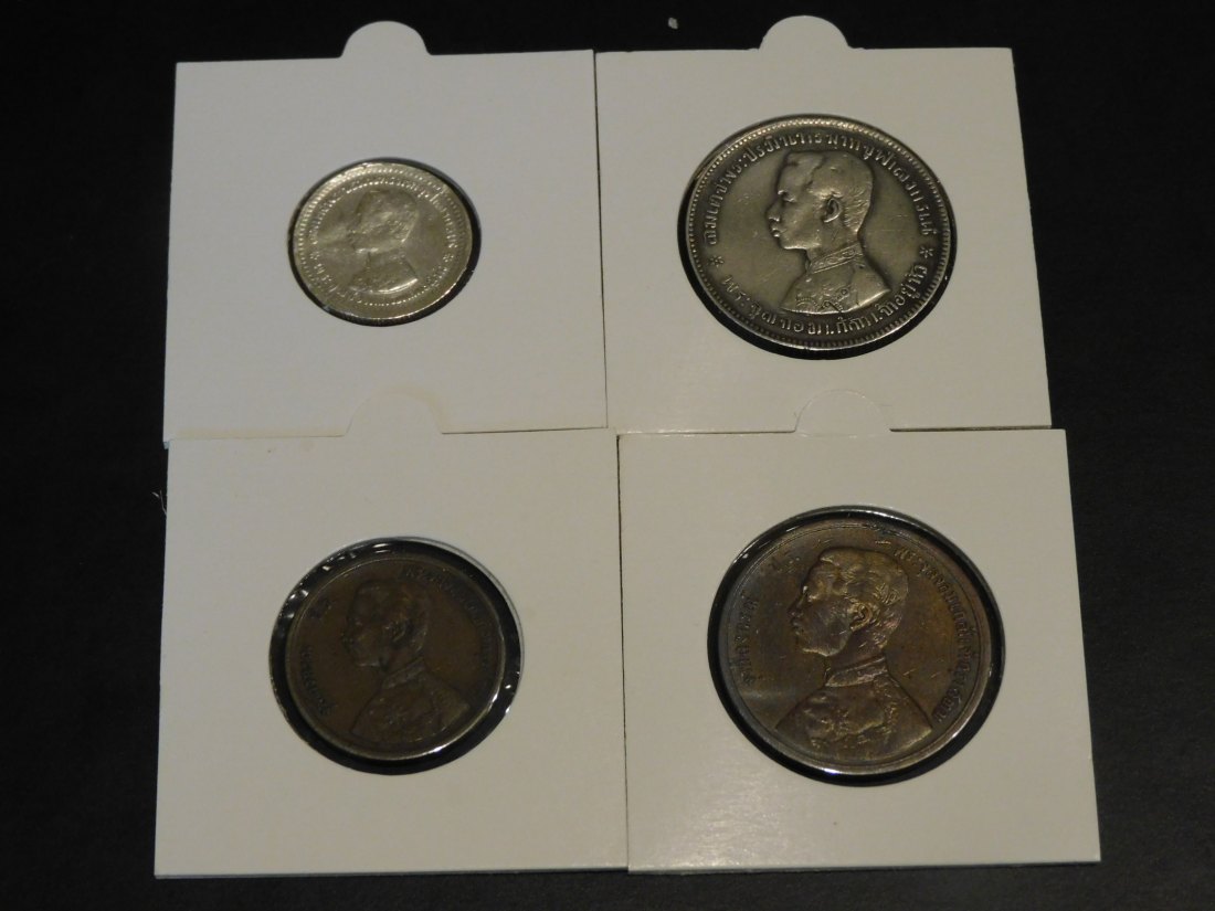  THAILAND 4X 1/2 PAI-2 ATT-1/4 -1 BAHT 1901-08.GRADE-PLEASE SEE PHOTOS.   