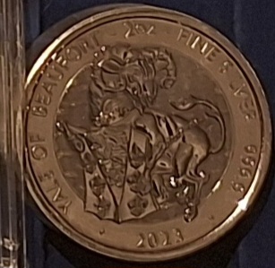  Großbritannien, 5 Pounds, 2023 999er Silber 2oz = 62,2g fein   