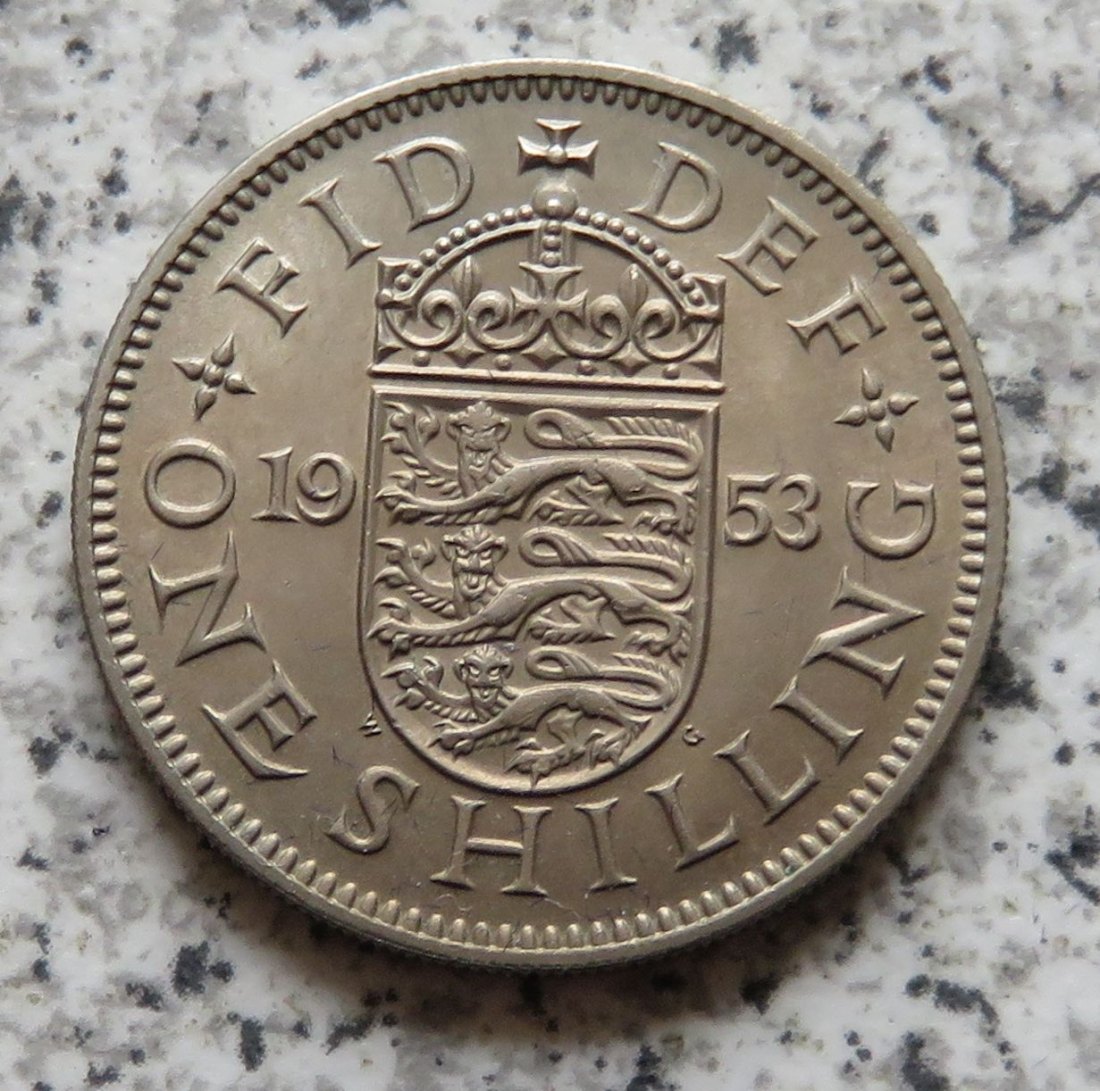  Großbritannien 1 Shilling 1953, Englisch, Erhaltung   