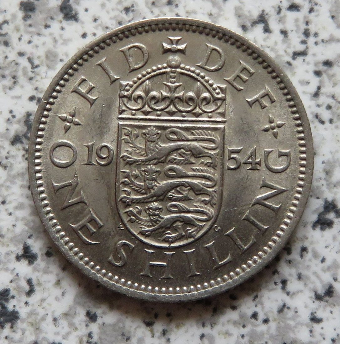  Großbritannien 1 Shilling 1954, Englisch, besser   