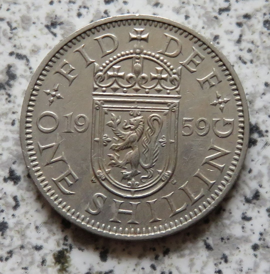  Großbritannien 1 Shilling 1959, Schottisch, bestes Jahr   